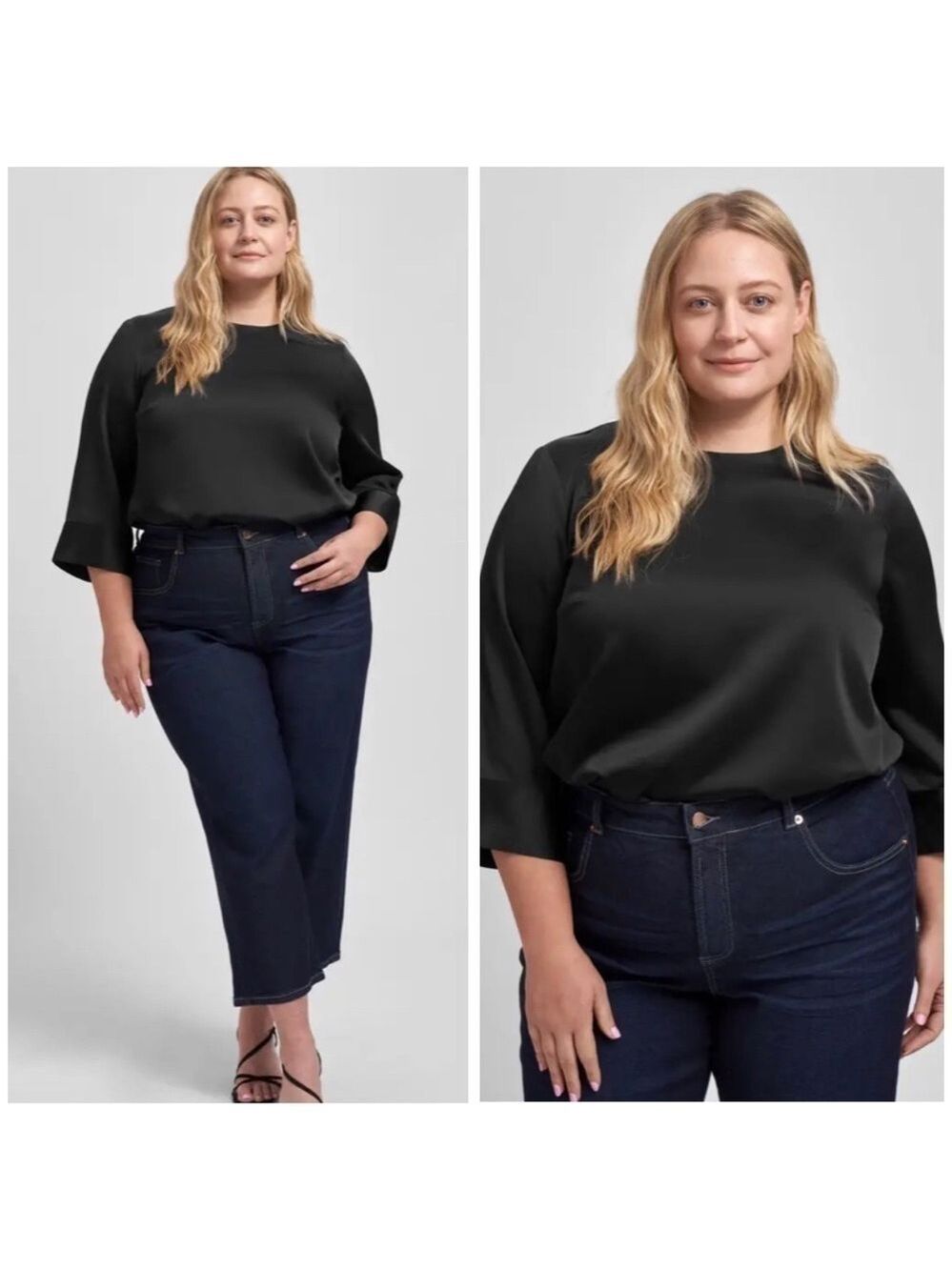 Universal Standard Louise Long Sleeve Satin Blouse